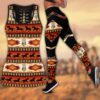 Native American Leggings, Horse Feathers Native American Hollow Tanktop Leggings Set, Native American Tank Tops