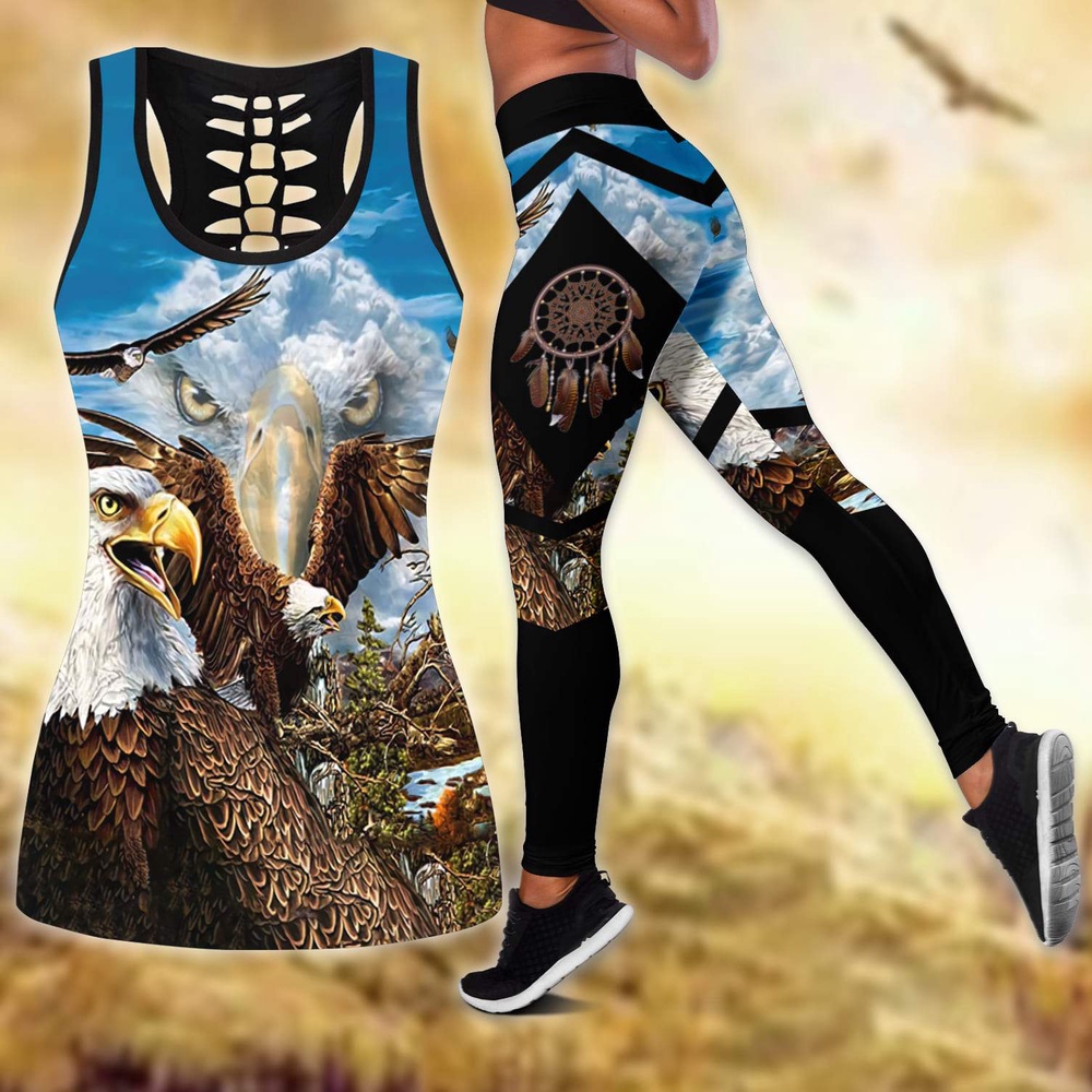 Native American Leggings, King Of The Sky Native American Hollow Tanktop Leggings Set, Native American Tank Tops