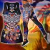 Native American Leggings, Owl Native American All Over Printed Legging Hollow Tank Top, Native American Tank Tops