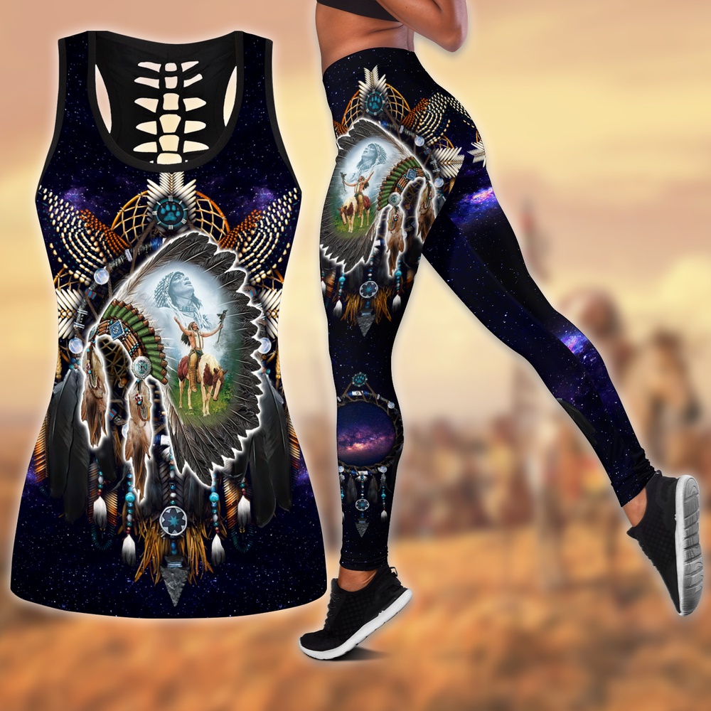 Native American Leggings, Praying Native American 3D All Over Printed Legging Hollow Tank, Native American Tank Tops