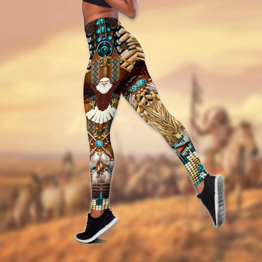 Native American Leggings, Vintage Native American Hollow Tanktop Leggings Set, Native American Tank Tops