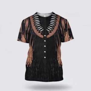 Native American T Shirt, Black Suede Motifs&hellip;