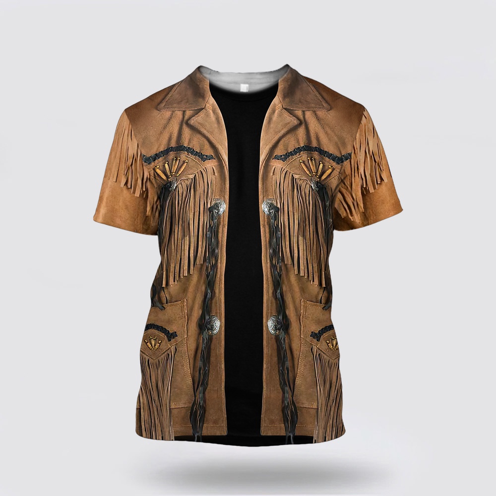 Native American T Shirt, Brown Native American 3D All Over Printed T-Shirt, Beautiful Native American T Shirts