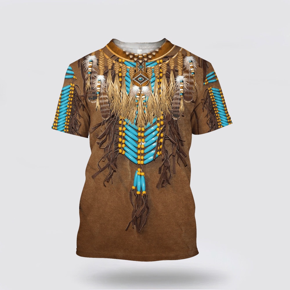 Native American T Shirt, Brown Vip Native American 3D All Over Printed T-Shirt, Beautiful Native American T Shirts