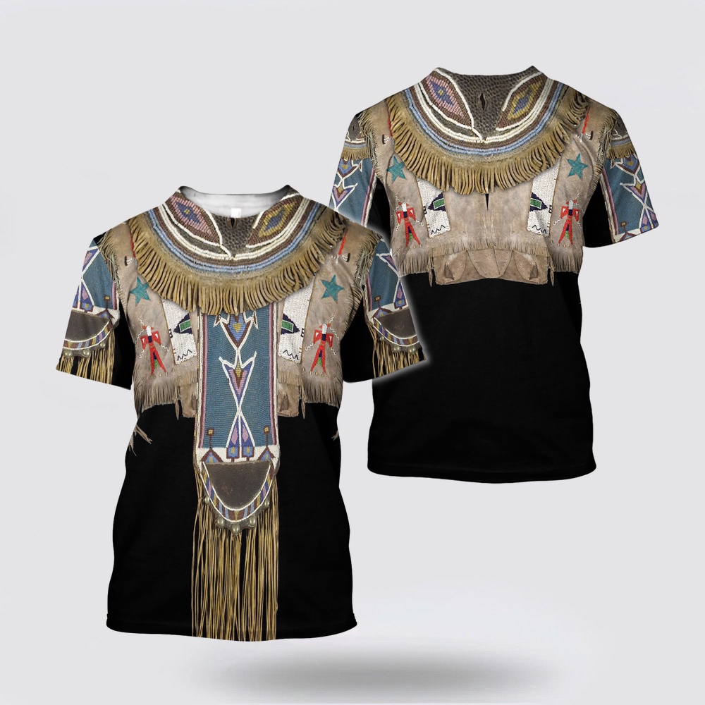 Native American T Shirt, Characteristic Costume Native American 3D All Over Printed T-Shirt, Beautiful Native American T Shirts