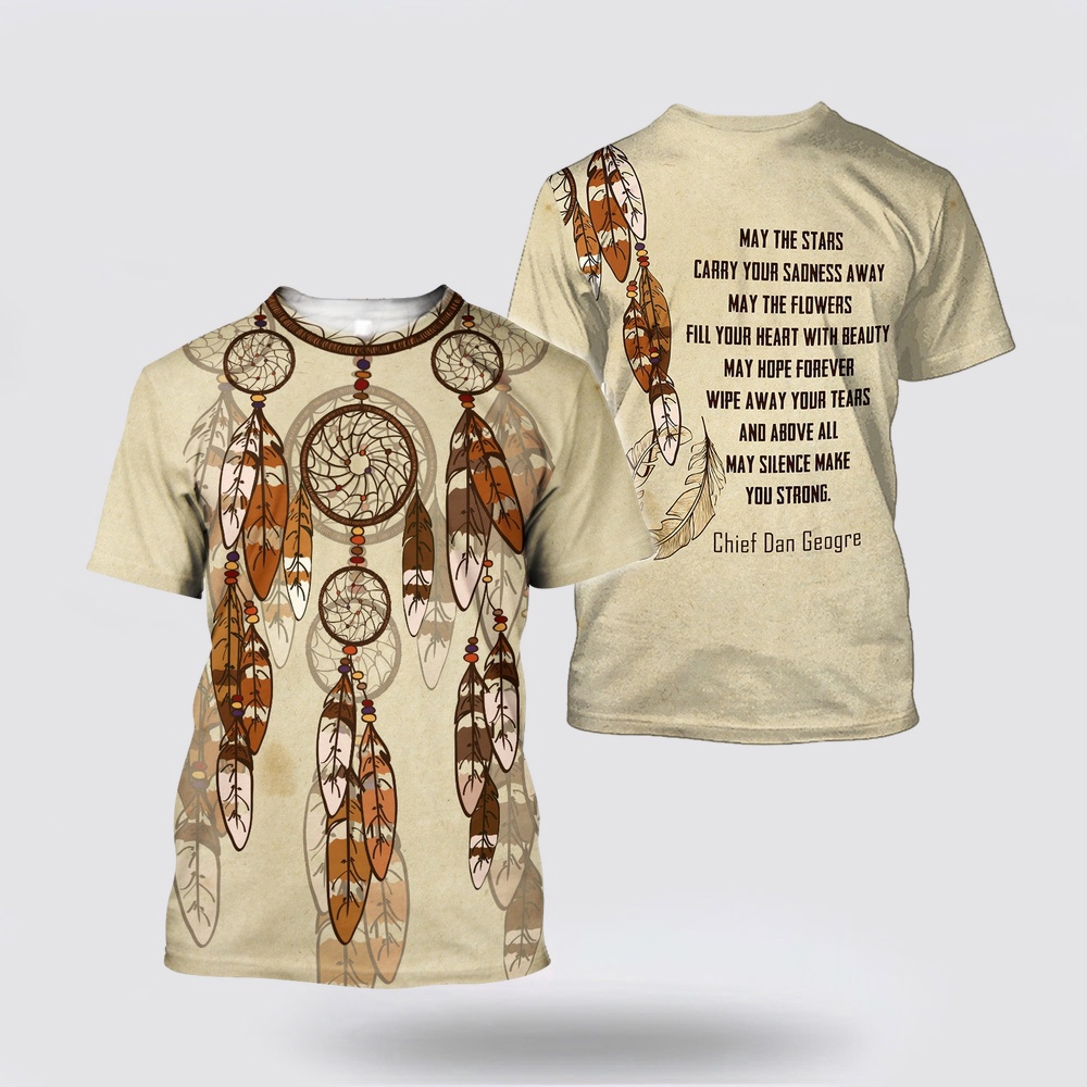 Native American T Shirt, Chief Dan Geogre Native American 3D All Over Printed T-Shirt, Beautiful Native American T Shirts