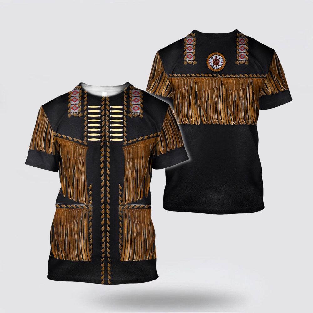 Native American T Shirt, Cowboy Motifs Native American 3D All Over Printed T-Shirt, Beautiful Native American T Shirts