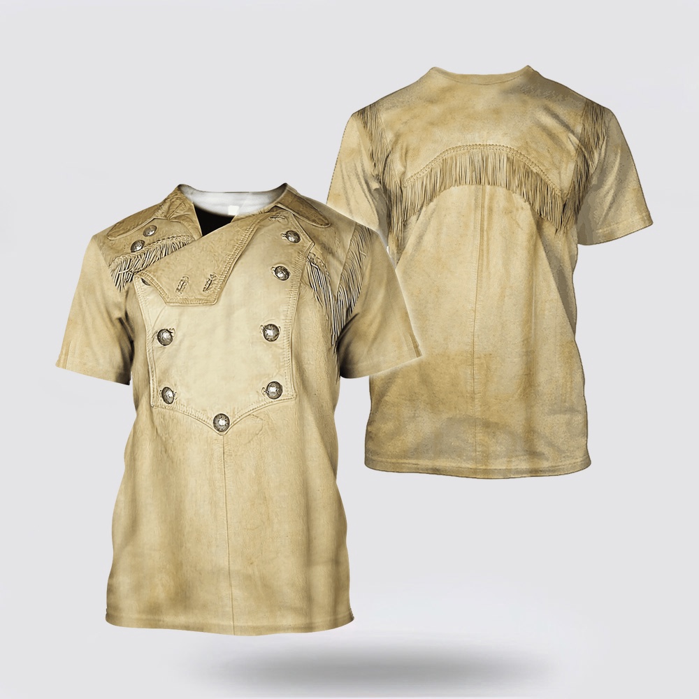 Native American T Shirt, Cowhide Motifs Native American 3D All Over Printed T-Shirt, Beautiful Native American T Shirts