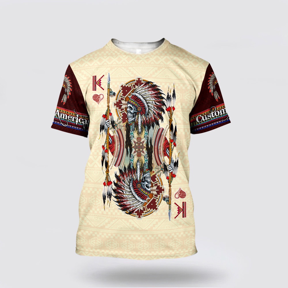 Native American T Shirt, Customized Name Reverence Native American 3D All Over Printed T-Shirt, Beautiful Native American T Shirts