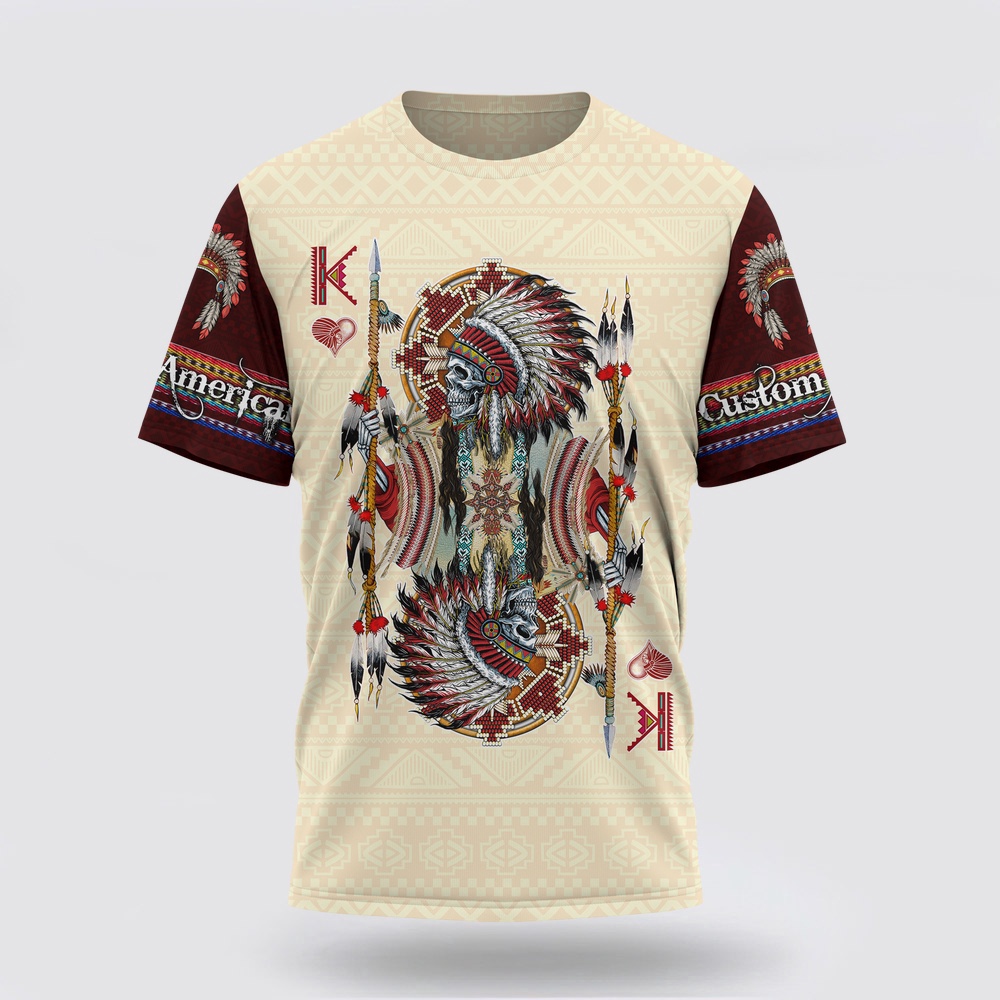 Native American T Shirt, Customized Name Reverence Native American 3D All Over Printed T-Shirt, Beautiful Native American T Shirts