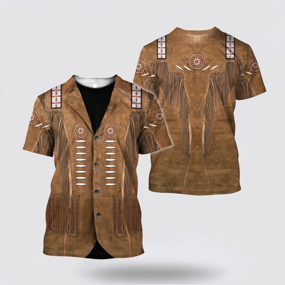 Native American T Shirt, Earthy Brown Native American 3D All Over Printed T-Shirt, Beautiful Native American T Shirts