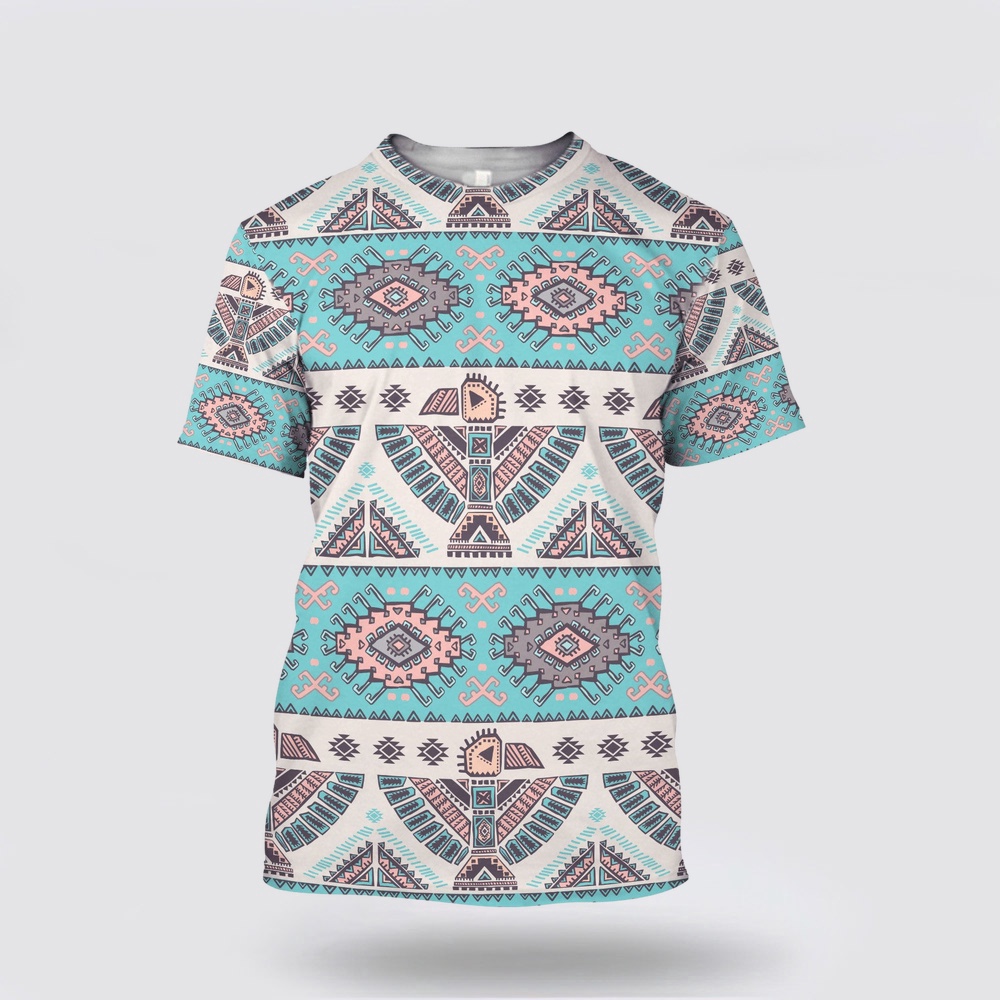 Native American T Shirt, Gentle Color Native American 3D All Over Printed T-Shirt, Beautiful Native American T Shirts