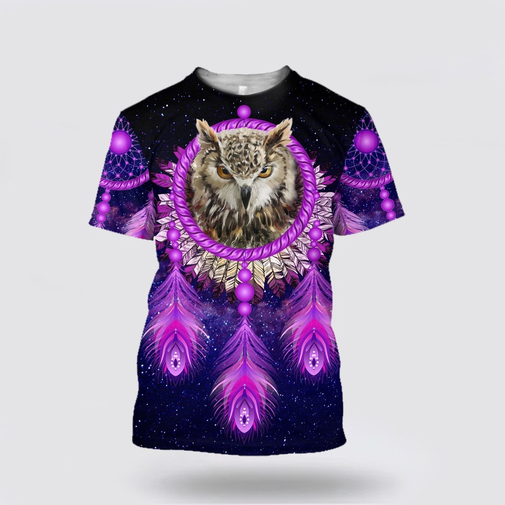Native American T Shirt, Mystical Owl Native American 3D All Over Printed T-Shirt, Beautiful Native American T Shirts