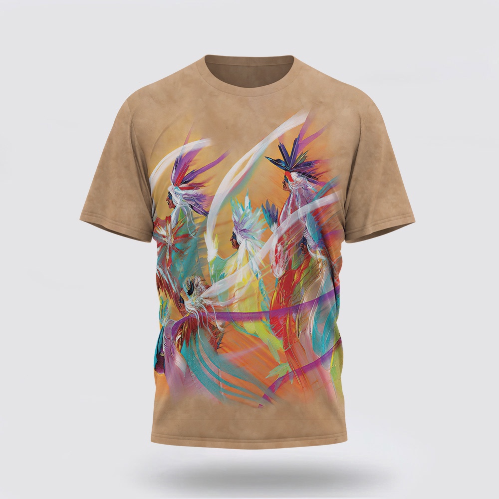 Native American T Shirt, Rainbow Dance Native American 3D All Over Printed T-Shirt, Beautiful Native American T Shirts