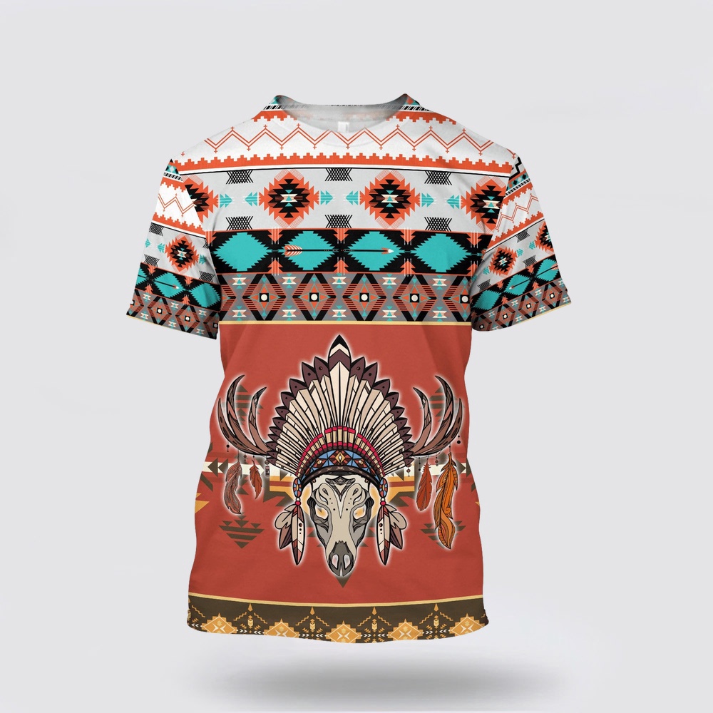 Native American T Shirt, Retro Tribal Style Native American 3D All Over Printed T-Shirt, Beautiful Native American T Shirts