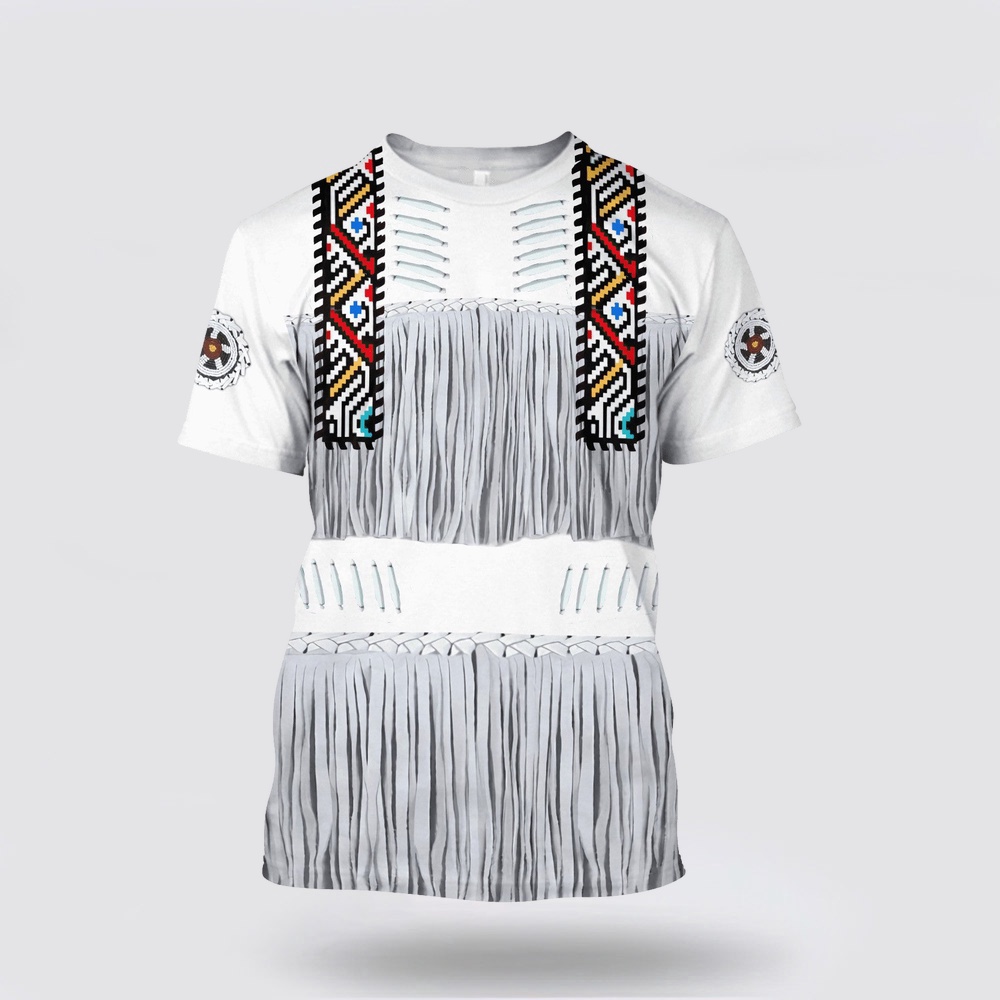 Native American T Shirt, White Native American 3D All Over Printed T-Shirt, Beautiful Native American T Shirts