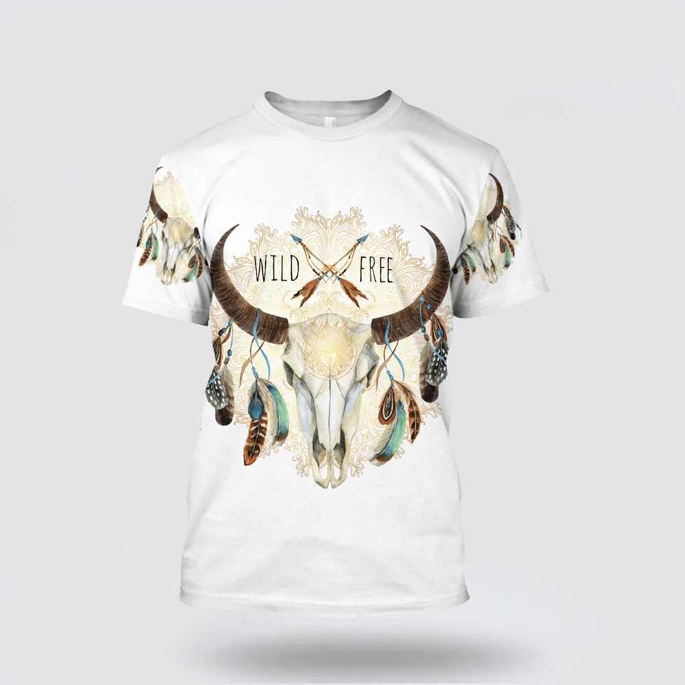 Native American T Shirt, Wild Free Native American 3D All Over Printed T-Shirt, Beautiful Native American T Shirts