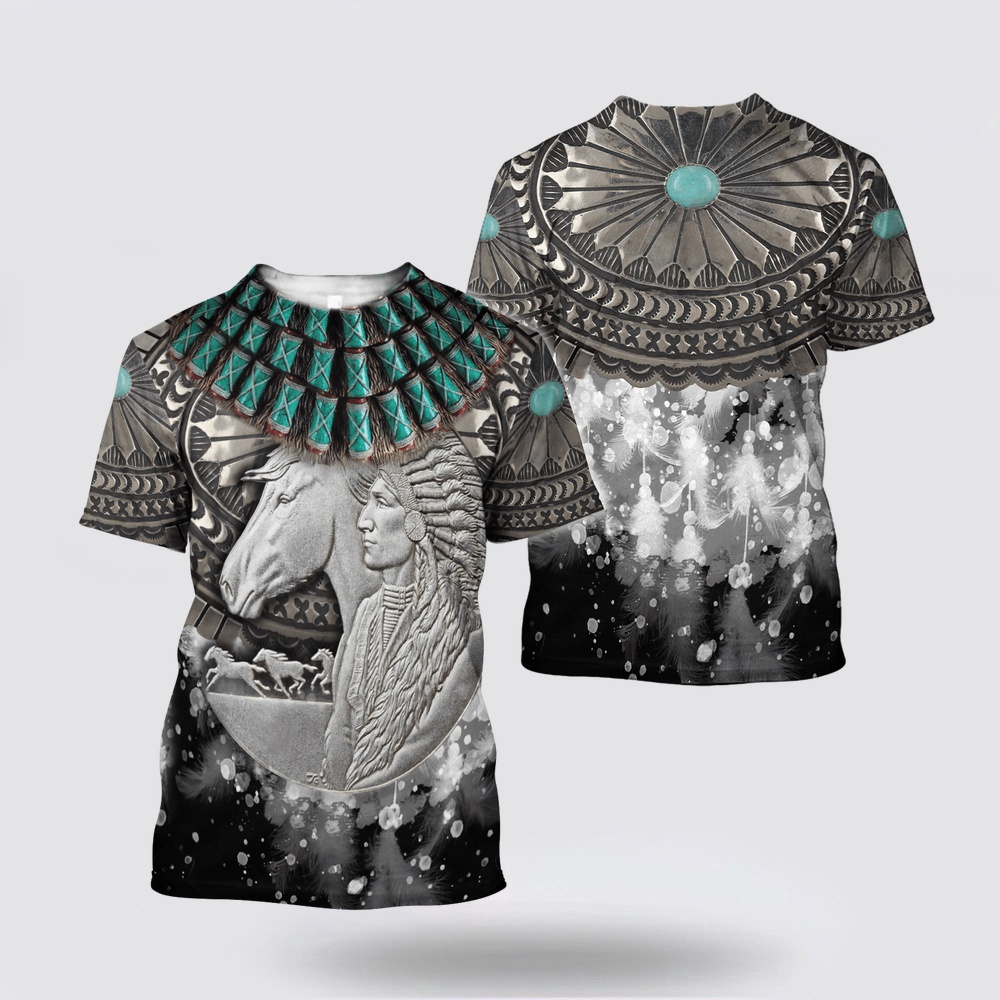 Native American T Shirt, Wilderness Spirit Native American 3D All Over Printed T-Shirt, Beautiful Native American T Shirts