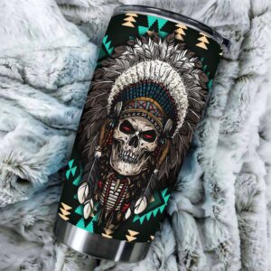 Native American Tumbler, Black Skull Tumbler, American&hellip;