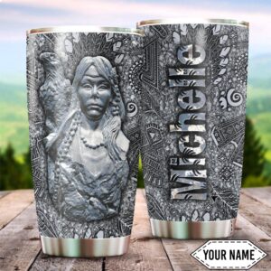 Native American Tumbler, Custom Name Stone Carving&hellip;