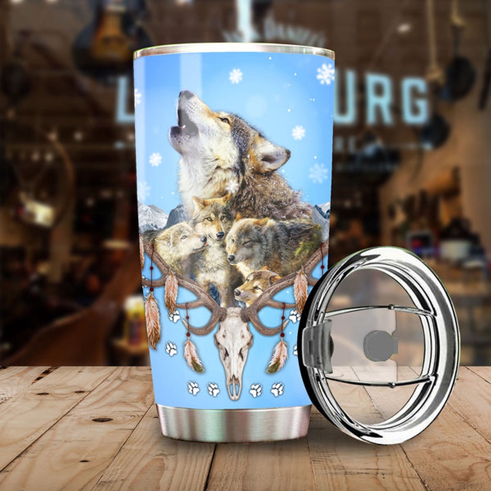 Native American Tumbler, Native Wolves Tumbler, American Tumbler, Native Tumbler