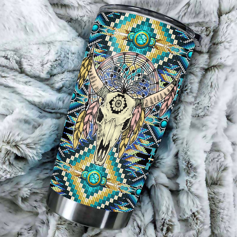 Native American Tumbler, Pattern Skull Tumbler, American Tumbler, Native Tumbler