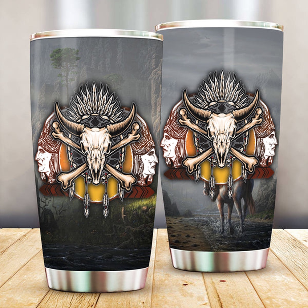 Native American Tumbler, Skull Tumbler, American Tumbler, Native Tumbler