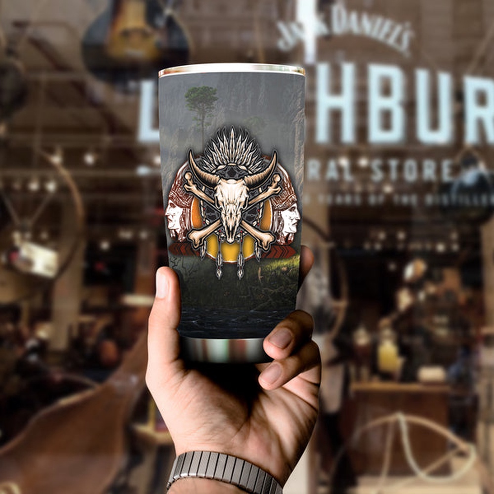 Native American Tumbler, Skull Tumbler, American Tumbler, Native Tumbler
