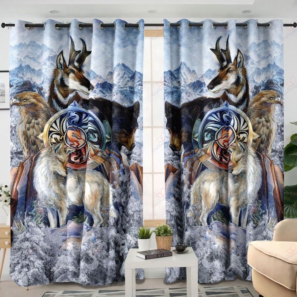 Native American Window Curtains, Animals Native American Window Curtains, Window Curtains