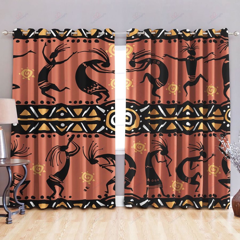 Native American Window Curtains, Dance Kokopelli Native American Window Curtains, Window Curtains