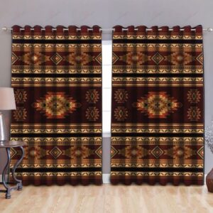 Native American Window Curtains, Dark Red Native&hellip;