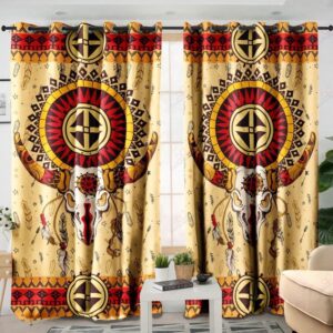 Native American Window Curtains, Dreamcatcher Cow Skull&hellip;