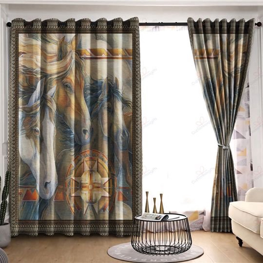 Native American Window Curtains, Horse Vintage Native American 3D All Over Printed Window Curtain, Window Curtains Native American Window Curtains, Horse Vintage Native American 3D All Over Printed Window Curtain, Window Curtains