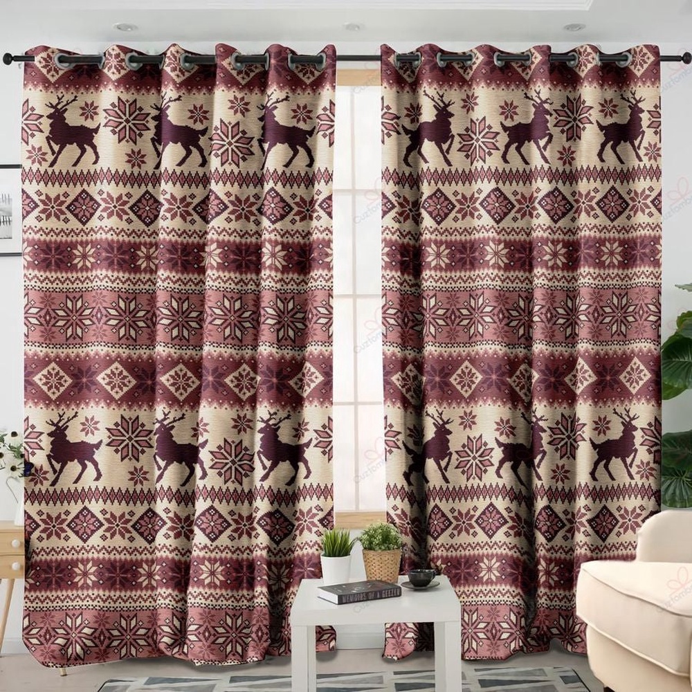 Native American Window Curtains, Reindeer Native American Window Curtains, Window Curtains