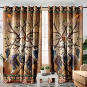 Native American Window Curtains, Retro Bull Head&hellip;