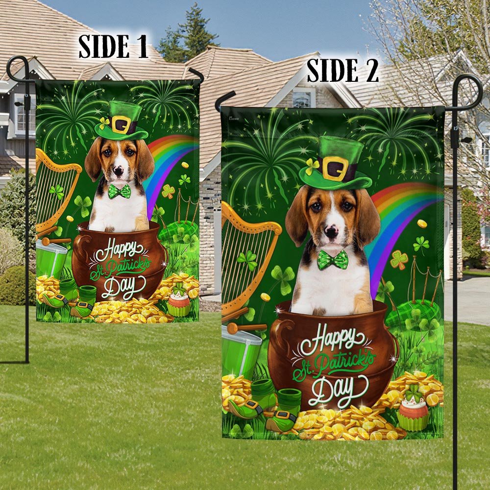 St Patrick’s Flag, Basset Hound Dog Happy Patrick’s Day Flag, St Patrick’s Day Garden Flag