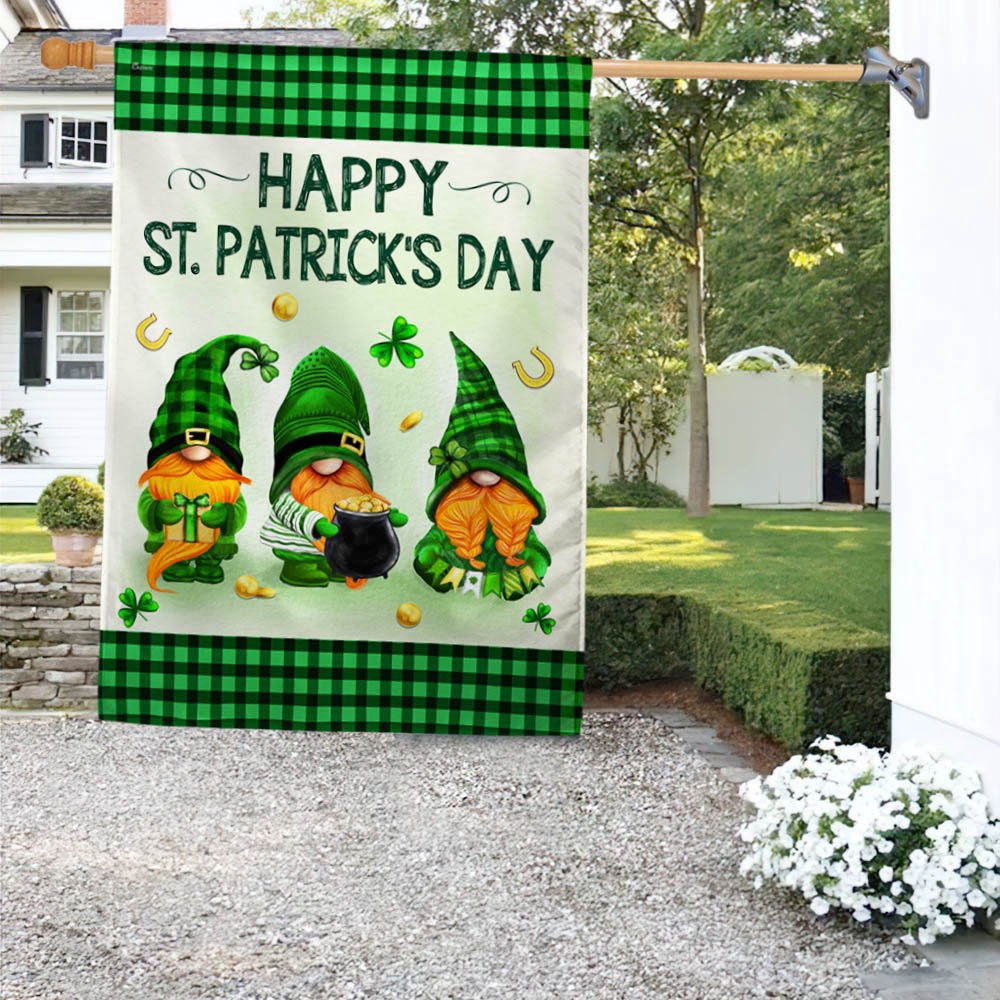 St Patrick’s Flag, Happy Patrick’s Day Gnomes Flag, St Patrick’s Day Garden Flag