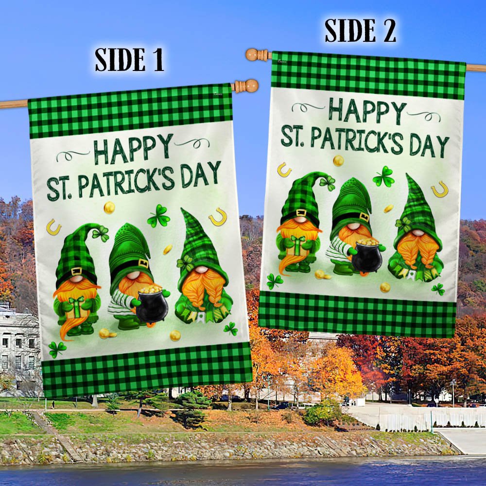 St Patrick’s Flag, Happy Patrick’s Day Gnomes Flag, St Patrick’s Day Garden Flag