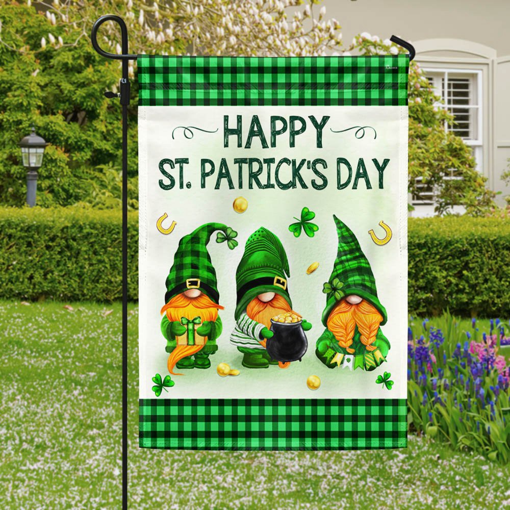 St Patrick’s Flag, Happy Patrick’s Day Gnomes Flag, St Patrick’s Day Garden Flag