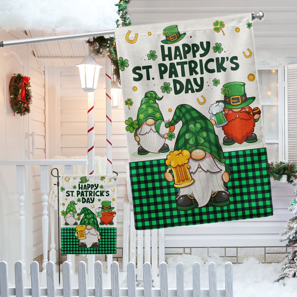 St Patrick’s Flag, Happy St. Patrick’s Day Gnome Flag, St Patrick’s Day Garden Flag