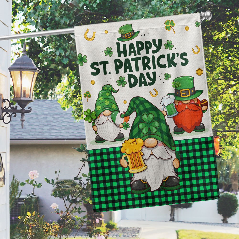 St Patrick’s Flag, Happy St. Patrick’s Day Gnome Flag, St Patrick’s Day Garden Flag