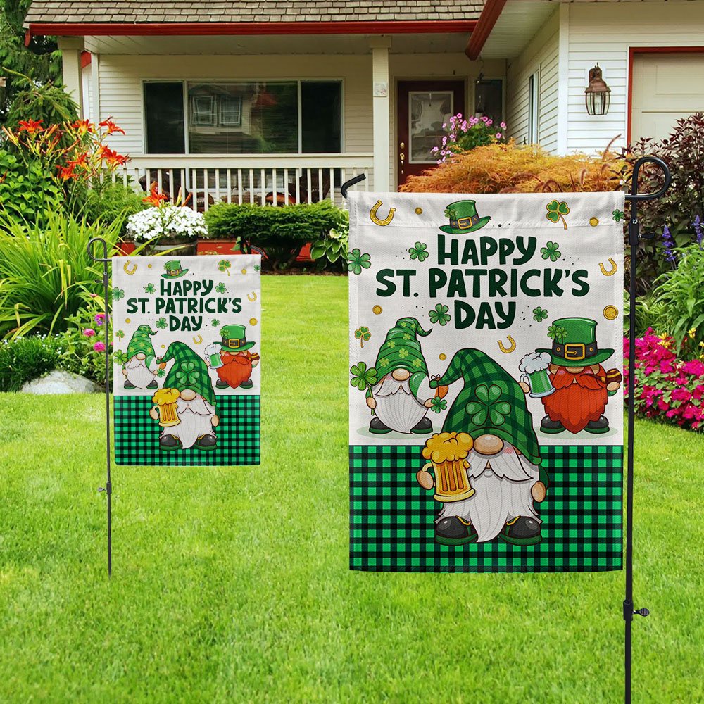 St Patrick’s Flag, Happy St. Patrick’s Day Gnome Flag, St Patrick’s Day Garden Flag