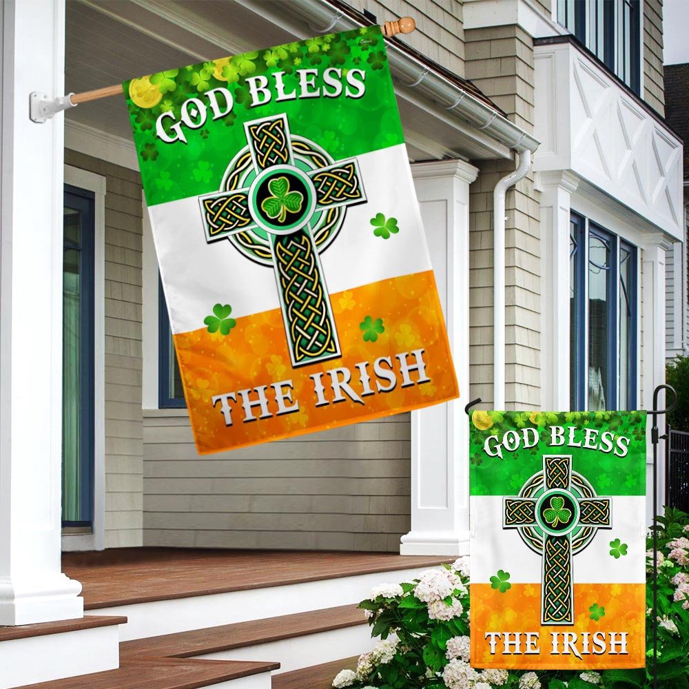 St Patrick’s Flag, Irish Celtic Cross Flag God Bless The Irish Flag, St Patrick’s Day Garden Flag