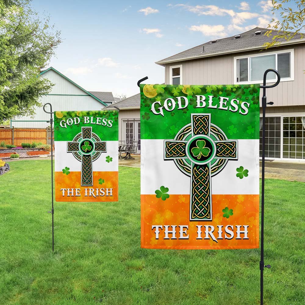 St Patrick’s Flag, Irish Celtic Cross Flag God Bless The Irish Flag, St Patrick’s Day Garden Flag