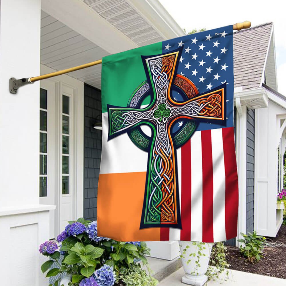 St Patrick’s Flag, Irish Celtic Knot Cross St. Patrick?s Day Irish American Flag, St Patrick’s Day Garden Flag