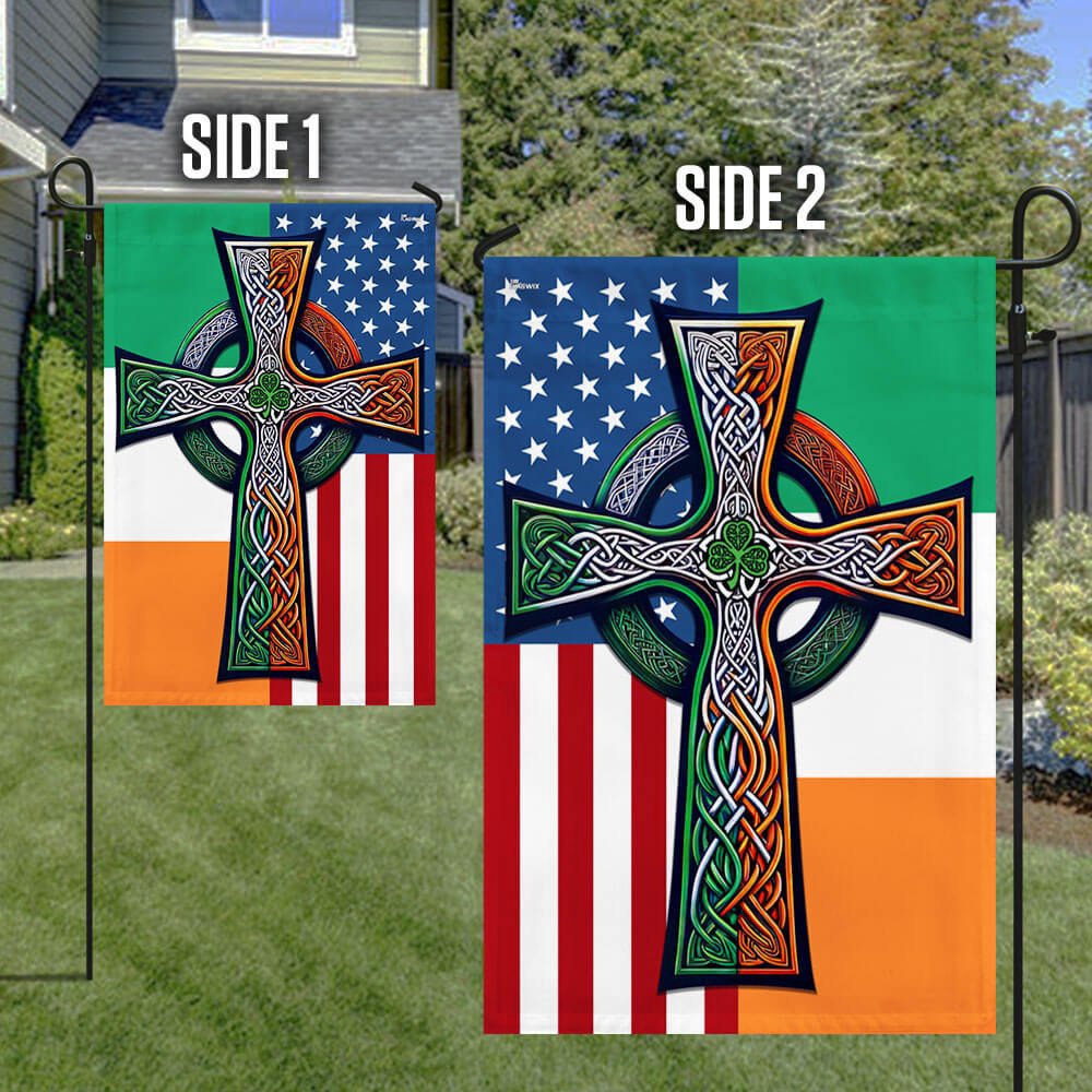 St Patrick’s Flag, Irish Celtic Knot Cross St. Patrick?s Day Irish American Flag, St Patrick’s Day Garden Flag