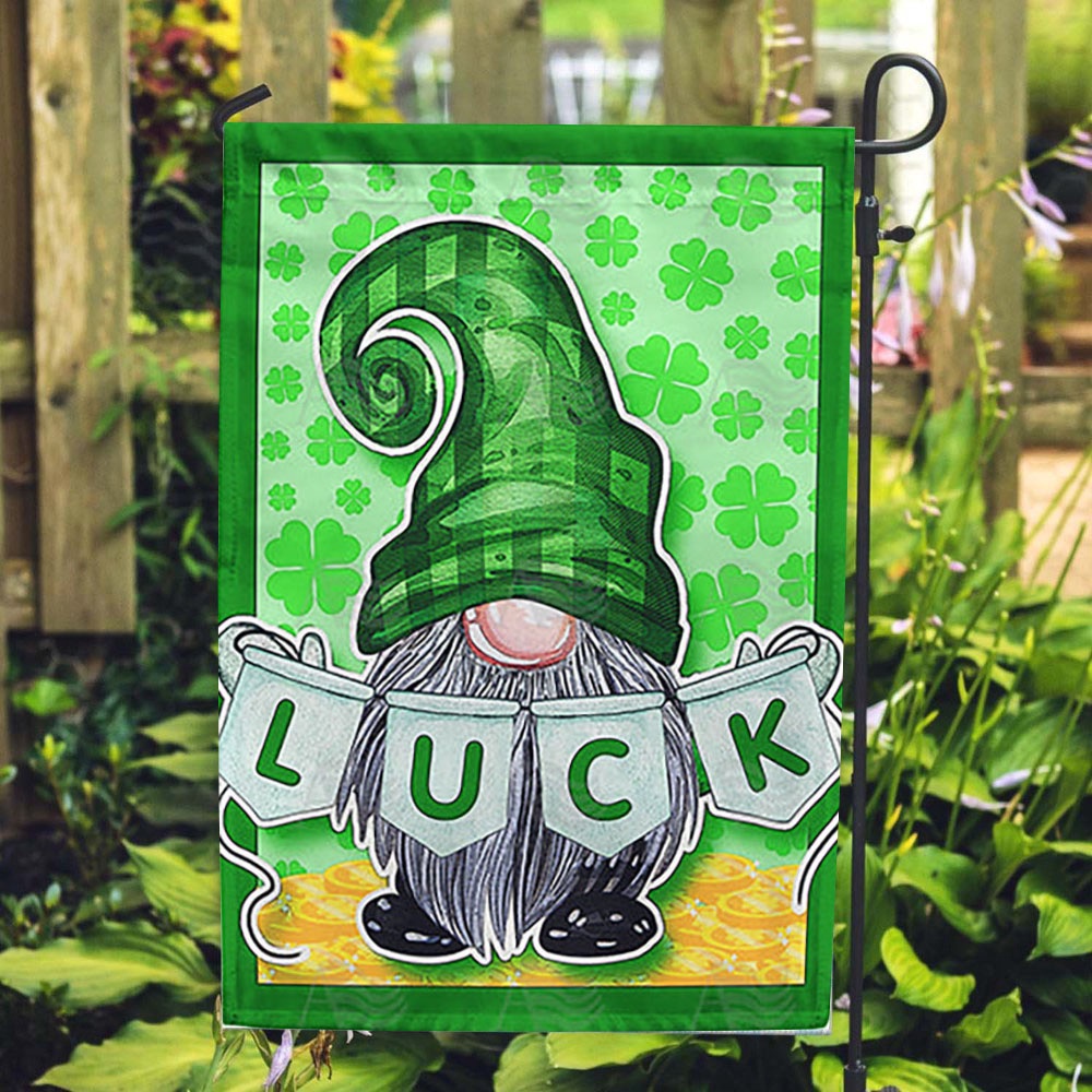 St Patrick’s Flag, Irish Gnome Luck Double Sided House Flag, St Patrick’s Day Garden Flag