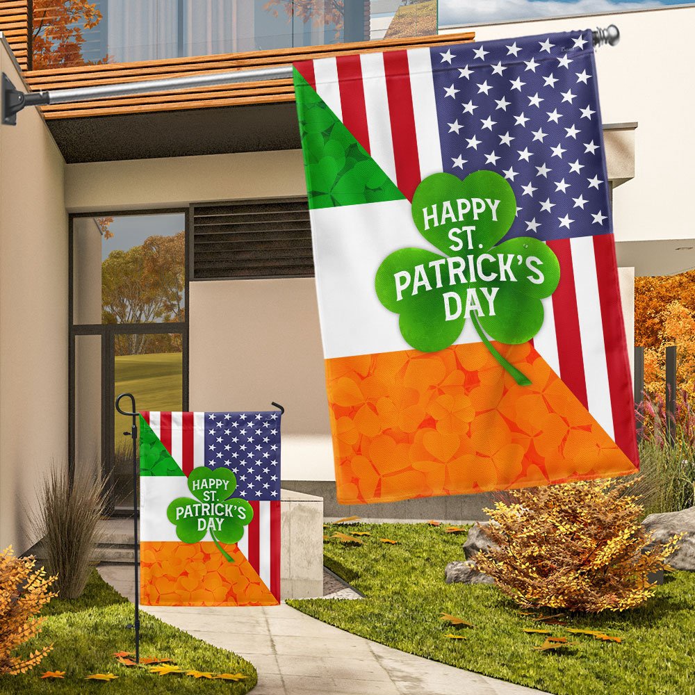 St Patrick’s Flag, Irish Shamrock American Flag Happy St. Patrick’s Day, St Patrick’s Day Garden Flag