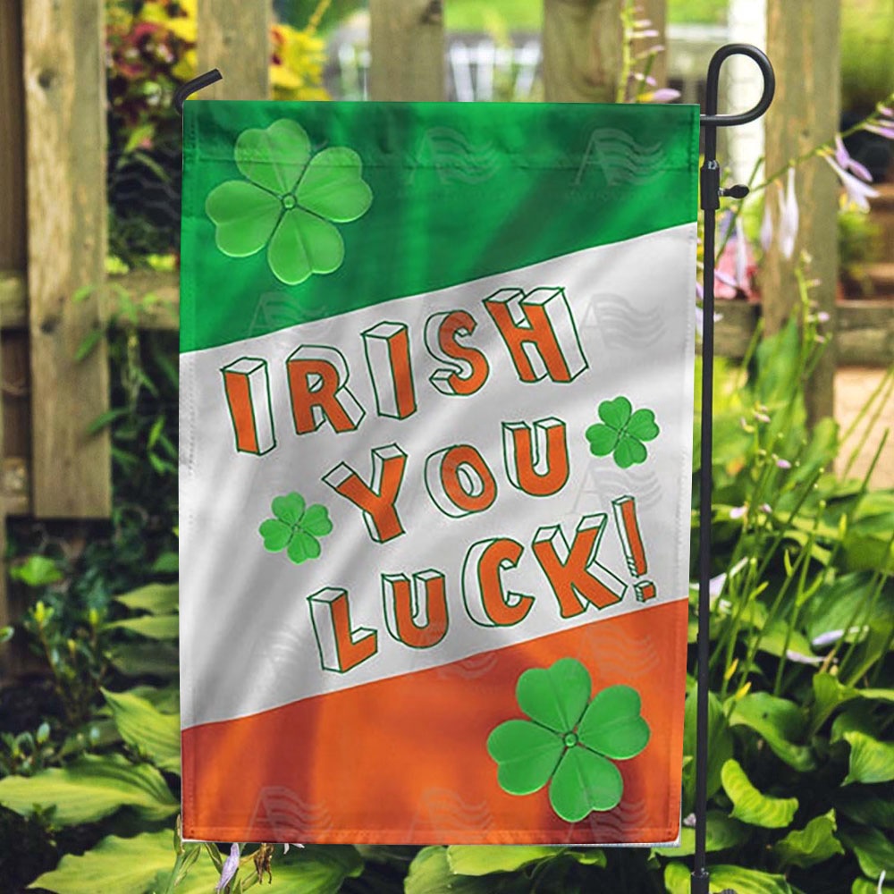 St Patrick’s Flag, Irish You Luck! Double Sided House Flag, St Patrick’s Day Garden Flag