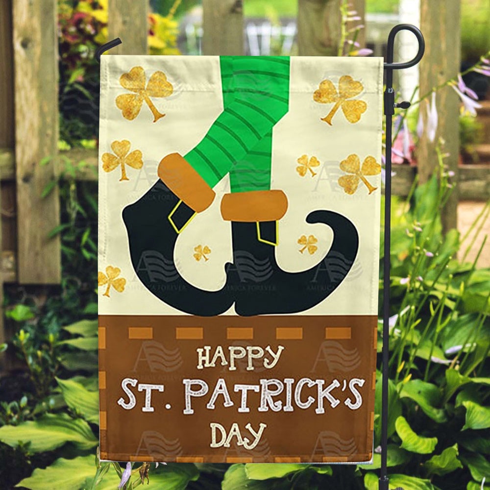 St Patrick’s Flag, Leprechaun Buckled Shoes Double Sided House Flag, St Patrick’s Day Garden Flag